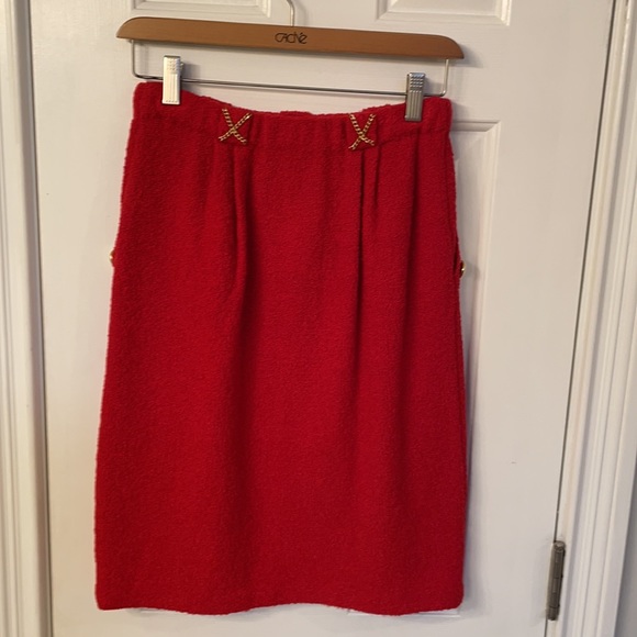 Adolfo New York Vintage Skirt w/ Brass Buttons & Chains - Picture 5 of 6